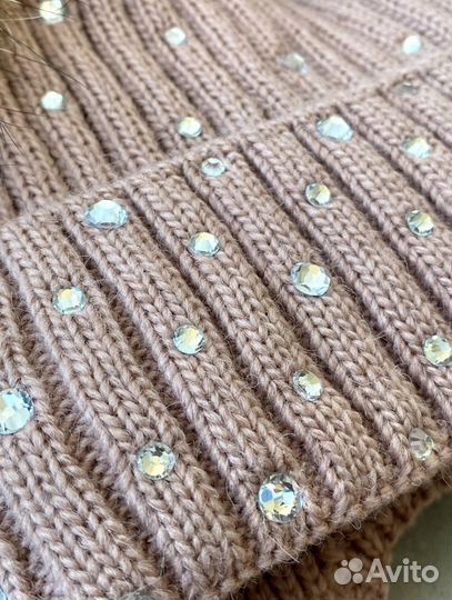 Шапка и шарф с кристаллами Сваровски