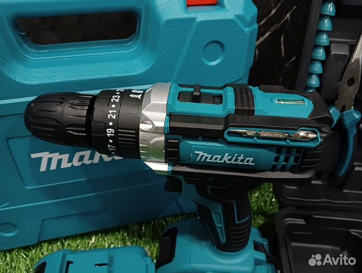 Шуруповерт с набором Makita 21v ударный новый