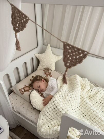 Плед детский, вязанный, плюшевый