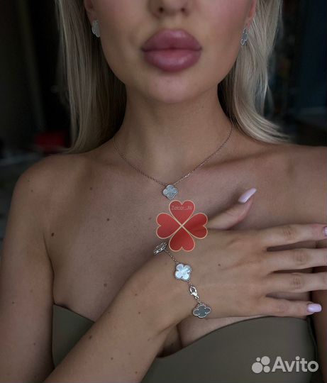 Колье Ван Клиф Van cleef золото 15мм клевер