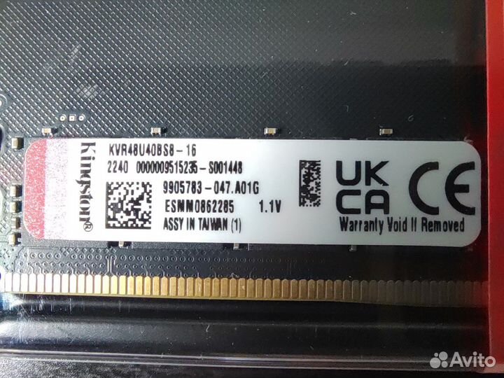 DDR5 16GB 4800mHz Kingston Новая для пк