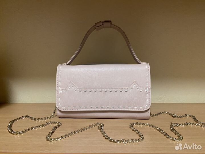 Кошелек клатч женский пудровый