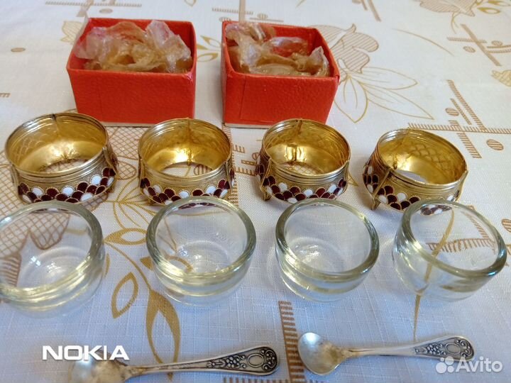 Солонка мельхиор серебро позолота СССР