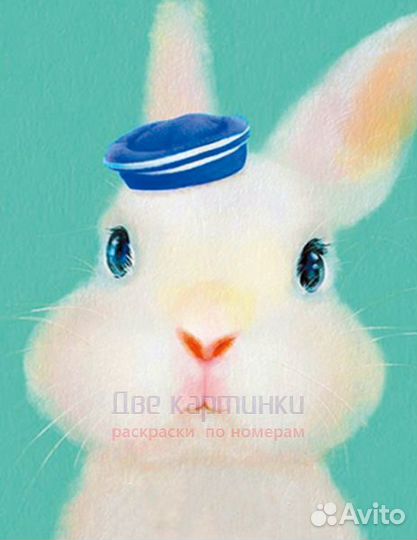 Алмазная мозаика 40x50 Белый кролик с морской фура