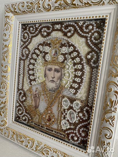 Икона Николай Чудотворец бисером
