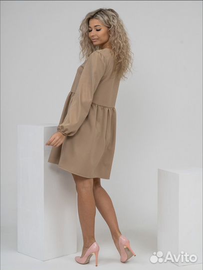 Платье женское бежевое
