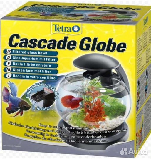 Круглый аквариум с фонтаном, фильтром и подсветкой