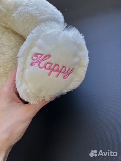 Мягкая игрушка заяц, поет, высота 50см, молочный