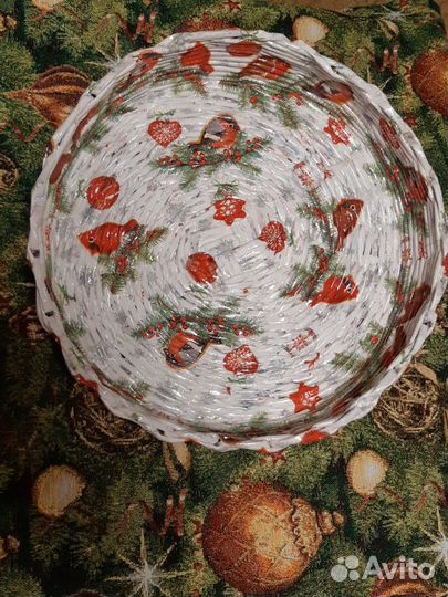 Корзина/ Поднос из бумажной лозы, декупаж#лак