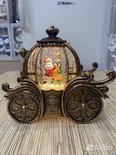 Новогодние фонарь со снегом, музыкальный