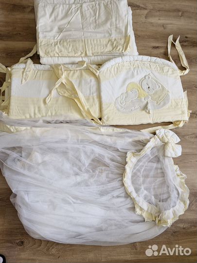 Детская кровать,бортики, одеяло,болдахин,подушка