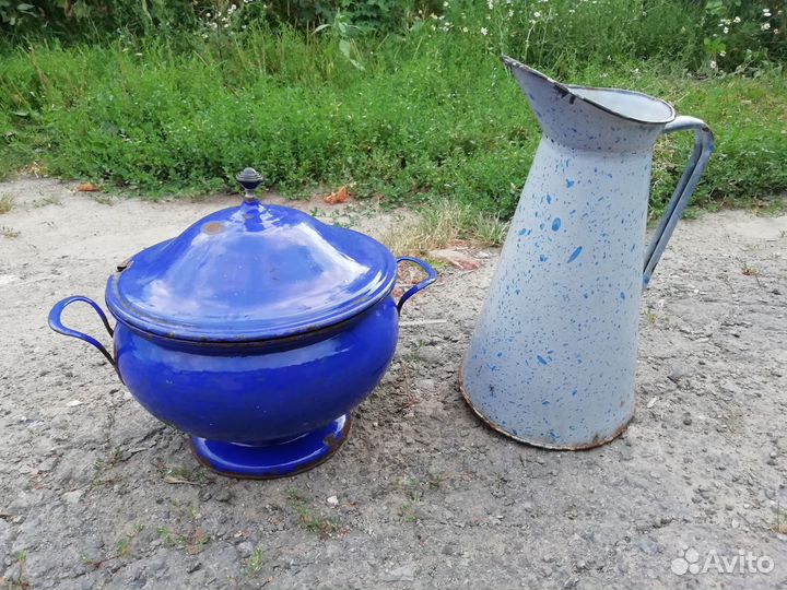 Старинная эмалированная посуда в интерьер