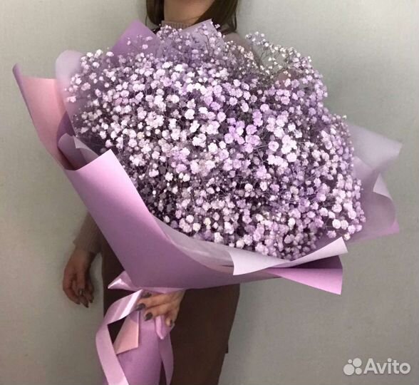 Букет с Сиреневой Гипсофилой