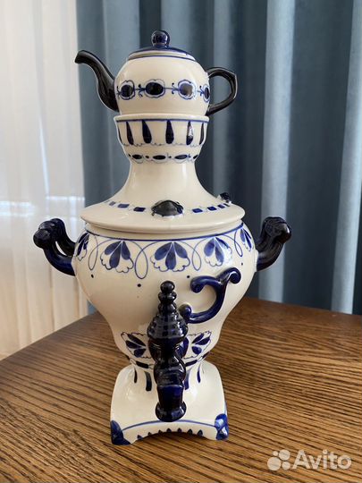 Самовар Гжель, тарелка зик