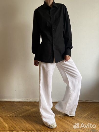 Рубашка мужская черная slim fit