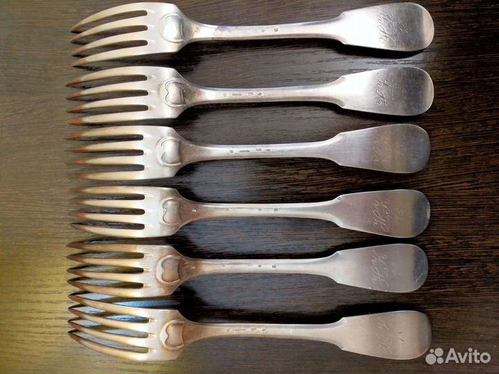 Вилки 19 век, металл с добавлением серебра