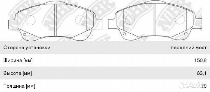 Колодки тормозные передние NiBK