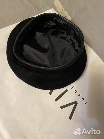 Берет кашемировый с отделкой кожей Италия Оригинал