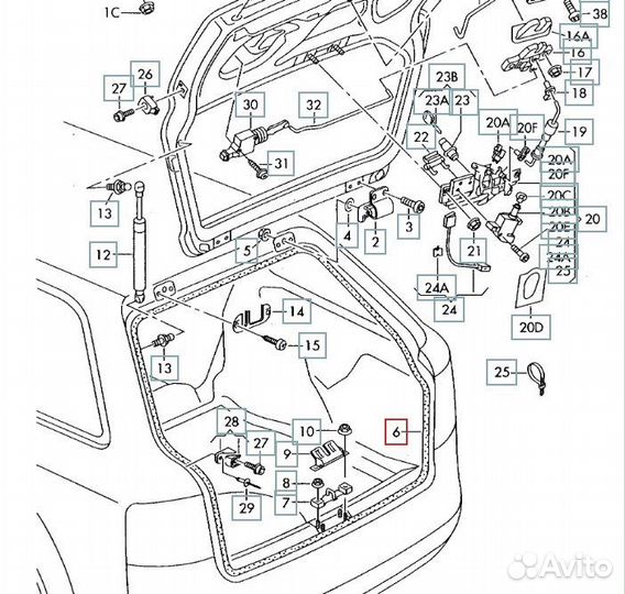 Уплотнительная резинка двери багажника Audi A6 C5