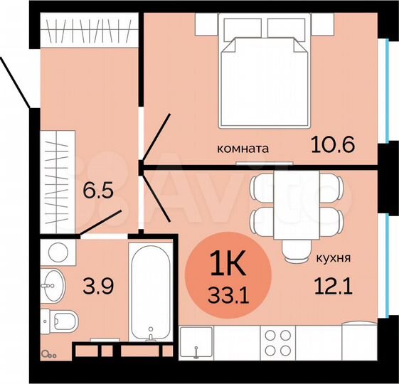 1-к. квартира, 33,1 м², 11/17 эт.