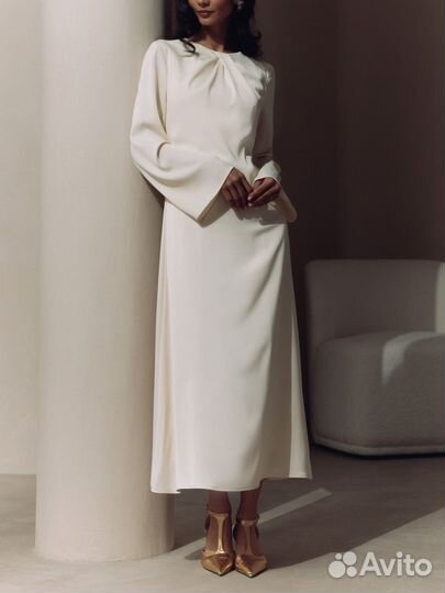 Платье макси lichi M светлое молочное