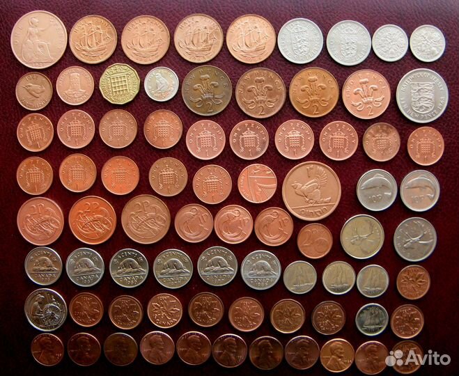 Монеты Великобритании, Ирландии, Канады и США