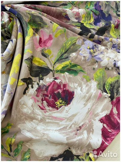 Шторы 4м новые Рогожка плотные, цветы