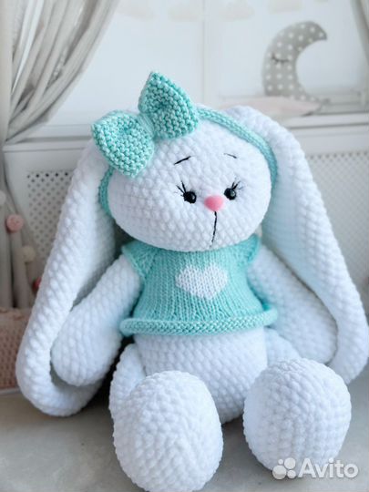 Мягкая Игрушка вязанная зайка