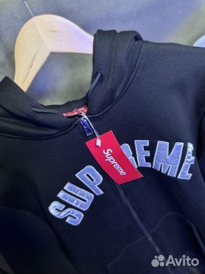 Зип худи Supreme черное базовое