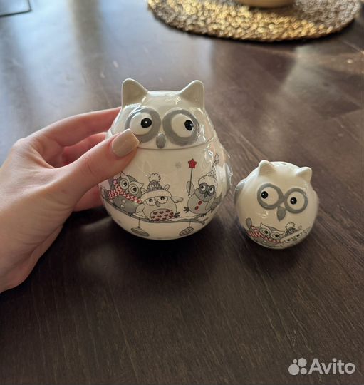 Набор баночек для специй керамика сова