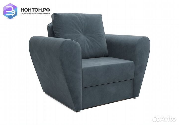 Кресло выкатное Квартет велюр серо-синий