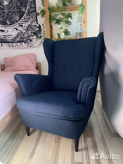 Кресло икея / IKEA страндмон синее