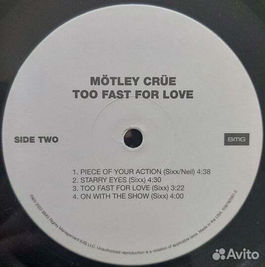 Виниловая пластинка Motley Crue - Too Fast For Lov