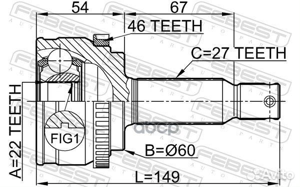 Febest ШРУС наружный 22x60x27 (hyundai elantra