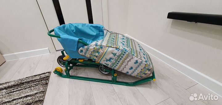 Детские санки коляска с колесами