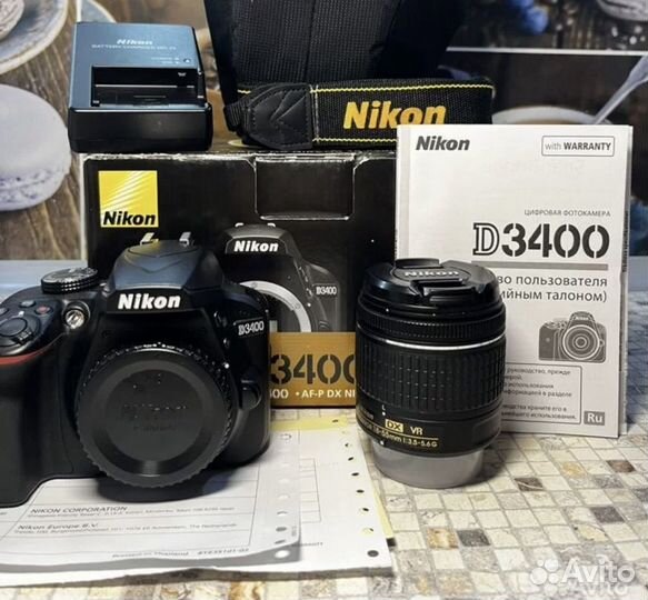 Nikon d 3400 kit как новый полный комплект