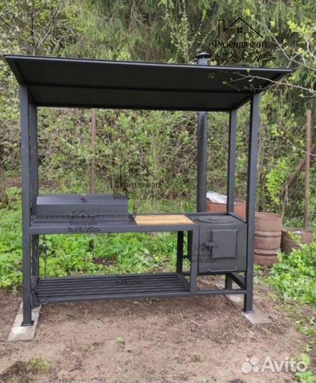 Мангал лофт с печью под казан