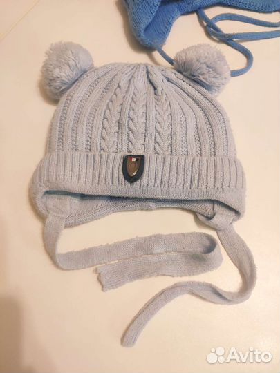 Детская зимняя шапка 46 48 розовая синяя голубая