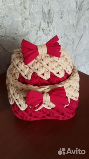 Корзинки из трикотажной пряжи для хранения