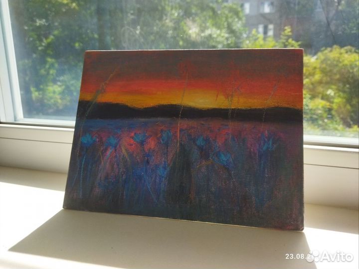 Картина сухой пастелью на холсте. 