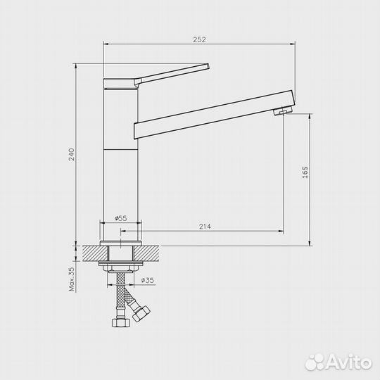 Смеситель для кухни rush ms9035-36 Хром