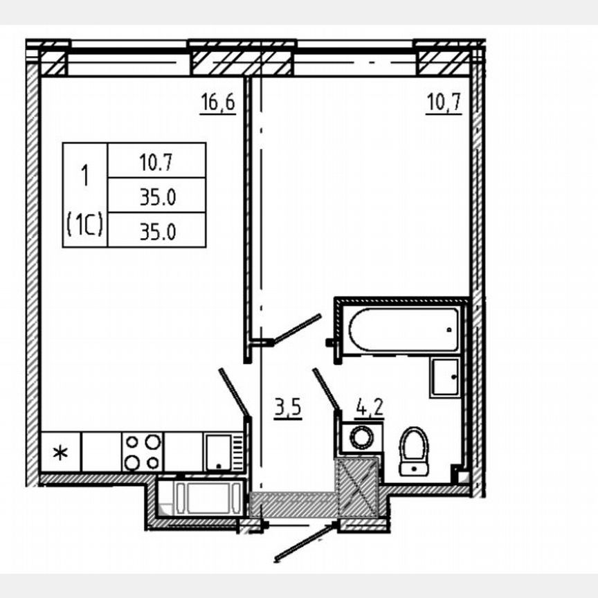 1-к. квартира, 35 м², 5/12 эт.