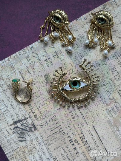 Серьги глаза око в стиле Скиапарели