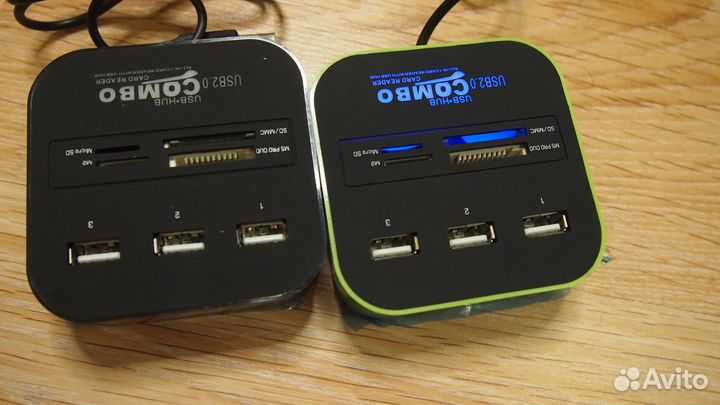 Usb хаб+картридер новый. С подсветкой
