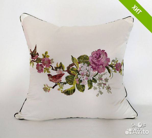 Новый чехол на подушку с вышивкой