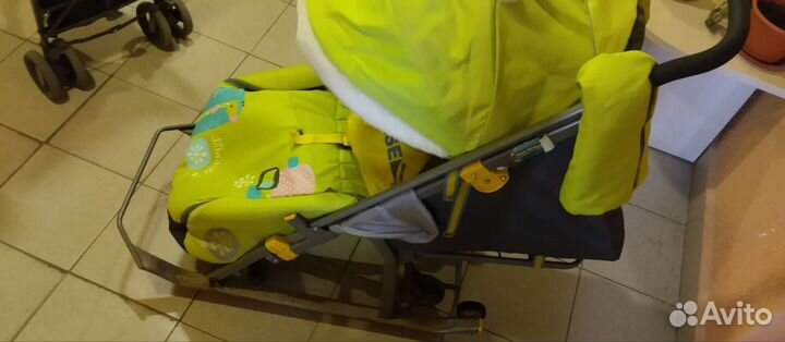Детские санки коляска с колесами