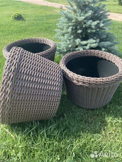 Кашпо из искусственного ротанга 40 литров