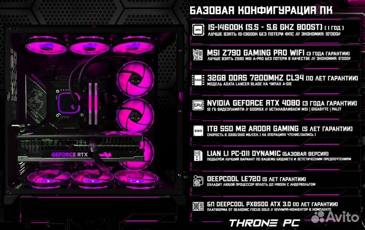 Игровой пк RTX 4080/ 14600K/ 32Gb DDR5 7200 Мгц