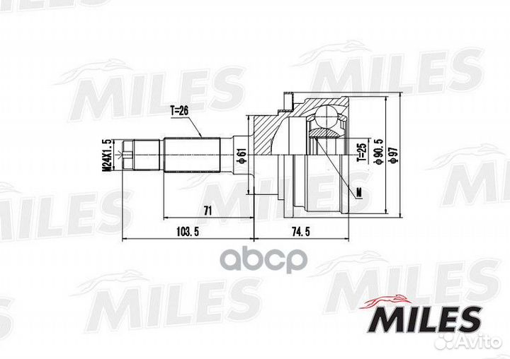 Шрус ford ranger/mazda B-serie IV 2.5TD 02-06 н