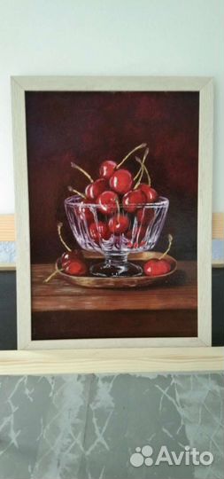 Картина. Черешня в креманке